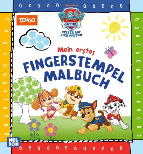Buchcover und Innenansicht für das Buch: PAW Patrol Kindergartenheft: Mein erstes Fingerstempel-Malbuch