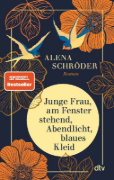 Buchcover und Innenansicht für das Buch: Junge Frau, am Fenster stehend, Abendlicht, blaues Kleid