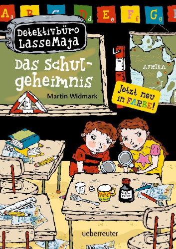 Buchcover und Innenansicht für das Buch: LasseMajas Detektivbyrå. Skolmysteriet