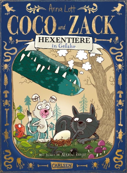 Buchcover und Innenansicht für das Buch: Coco und Zack: Hexentiere in Gefahr