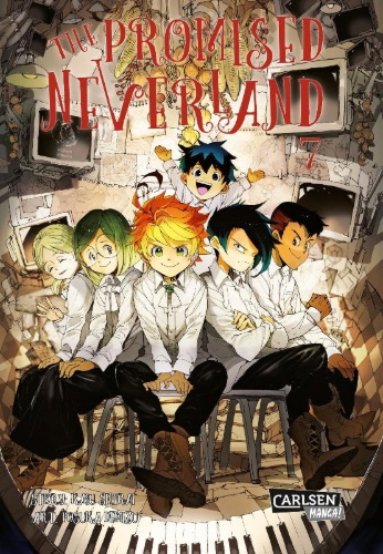 Buchcover und Innenansicht für das Buch: Yakusoku no Neverland