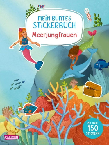 Buchcover und Innenansicht für das Buch: Mein buntes Stickerbuch: Meerjungfrauen