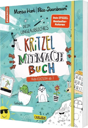Buchcover und Innenansicht für das Buch: #buch4you: Dein unglaubliches Kritzel-Mitmach-Buch