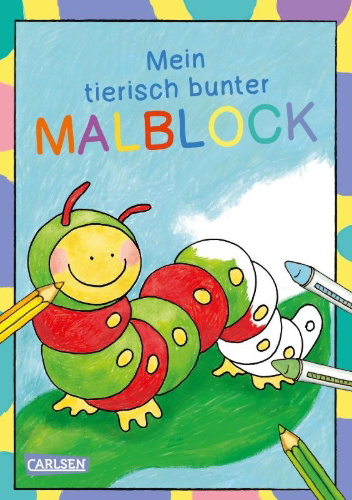 Buchcover und Innenansicht für das Buch: Mein tierisch bunter Malblock