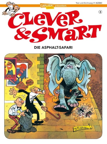 Buchcover und Innenansicht für das Buch: Mortadelo y Filemon: Safari Callejero