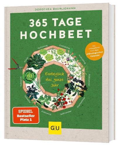 Buchcover und Innenansicht für das Buch: 365 Tage Hochbeet