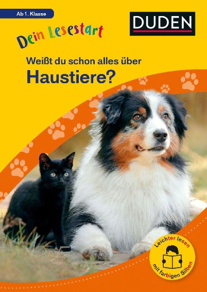 Buchcover und Innenansicht für das Buch: Dein Lesestart: Weißt du schon alles über Haustiere? Ab 1. Klasse