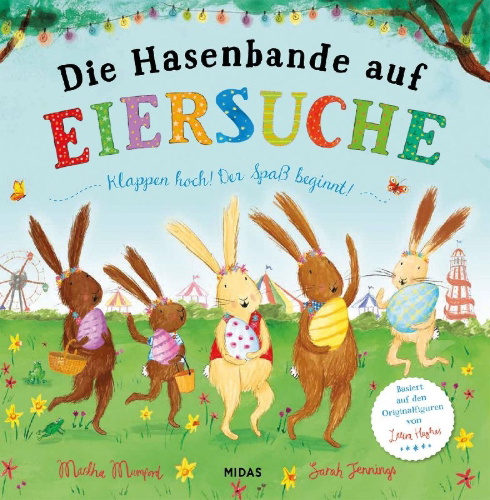 Buchcover und Innenansicht für das Buch: Die Hasenbande auf Eiersuche