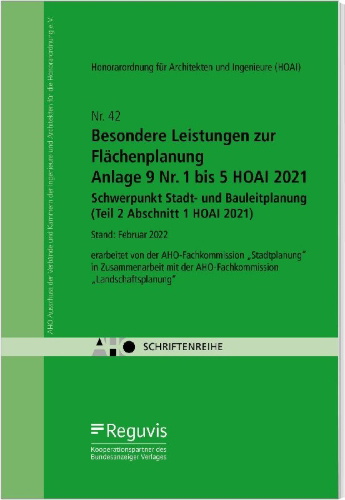 Buchcover und Innenansicht für das Buch: Besondere Leistungen zur Flächenplanung - Anlage 9 Nr. 1 bis 5 HOAI 2021 - Schwerpunkt Stadt- und Bauleitplanung (Teil 2 Abschnitt 1 HOAI 2021)