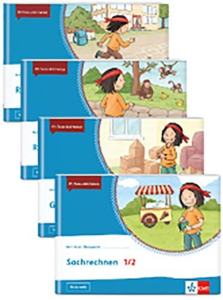Buchcover und Innenansicht für das Buch: Mein Anoki-Übungsheft. Paket Mathematik 1/2. Richtig rechnen, Geometrie, Sachrechnen