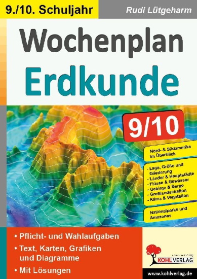 Buchcover und Innenansicht für das Buch: Wochenplan Erdkunde / Klasse 9-10