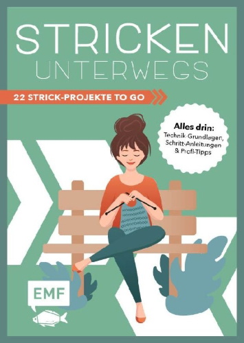 Buchcover und Innenansicht für das Buch: Stricken unterwegs