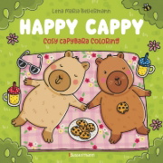 Buchcover und Innenansicht für das Buch: Happy Cappy - Cosy Capybara Coloring. Ein Ausmalbuch für jedes Alter
