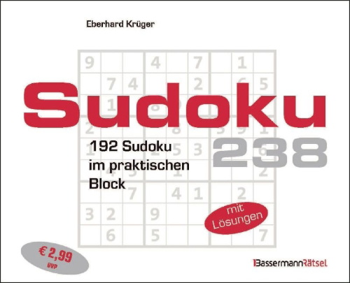 Buchcover und Innenansicht für das Buch: Sudokublock 238 (5 Exemplare à 2,99 EUR)