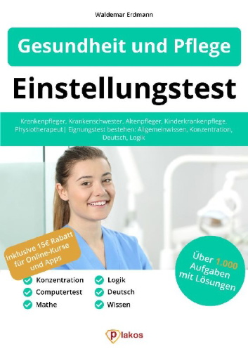 Buchcover und Innenansicht für das Buch: Einstellungstest Gesundheit und Pflege