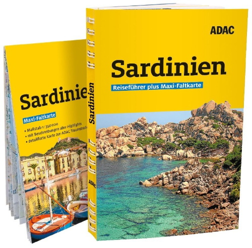 Buchcover und Innenansicht für das Buch: ADAC Reiseführer plus Sardinien
