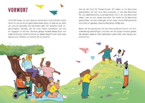 Buchcover und Innenansicht für das Buch: Diskriminierung geht uns alle an