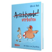 Buchcover und Innenansicht für das Buch: Arschbombe verboten