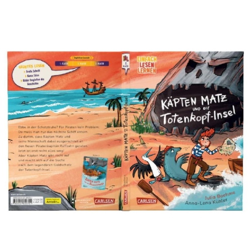 Buchcover und Innenansicht für das Buch: Käpten Matz und die Totenkopf-Insel
