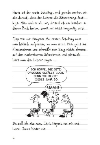 Buchcover und Innenansicht für das Buch: Diary of a Wimpy Kid