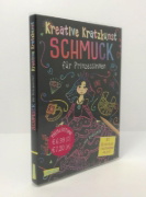 Buchcover und Innenansicht für das Buch: Kreative Kratzkunst: Schmuck für Prinzessinnen: Set mit 10 Kratzbildern, Anleitungsbuch und Holzstift
