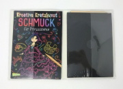 Buchcover und Innenansicht für das Buch: Kreative Kratzkunst: Schmuck für Prinzessinnen: Set mit 10 Kratzbildern, Anleitungsbuch und Holzstift