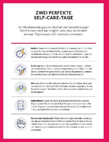 Buchcover und Innenansicht für das Buch: Self Care - sei gut zu dir