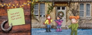 Buchcover und Innenansicht für das Buch: In der Falle! Gefahr auf dem Reiterhof - Ein Escape-Adventskalender für Kids