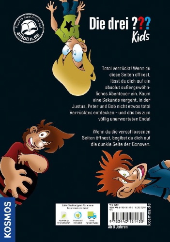 Buchcover und Innenansicht für das Buch: Die drei ??? Kids, Das verrückteste Buch aller Zeiten