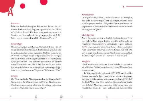Buchcover und Innenansicht für das Buch: Wiener Öffi-Wörterbuch