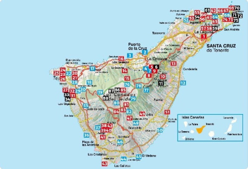 Buchcover und Innenansicht für das Buch: ROTHER Wanderführer Teneriffa. 88 Touren auf der 'Insel der Glückseligen'