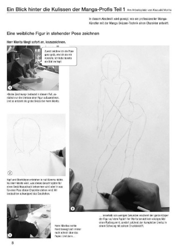 Buchcover und Innenansicht für das Buch: How To Draw Manga: Manga-Skizzen zeichnen
