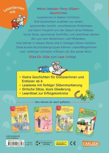 Buchcover und Innenansicht für das Buch: LESEMAUS zum Lesenlernen Sammelbände: Meine liebsten Pony-Silben-Geschichten