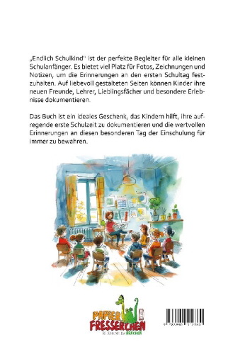 Buchcover und Innenansicht für das Buch: Endlich Schulkind! Mein Gäste- und Tagebuch zum Schulstart