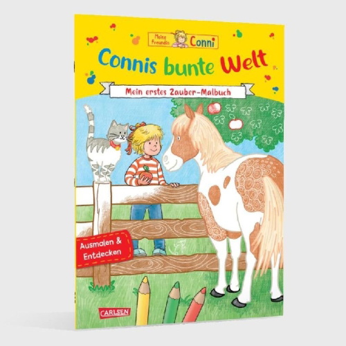 Buchcover und Innenansicht für das Buch: Conni Gelbe Reihe (Beschäftigungsbuch): Connis bunte Welt
