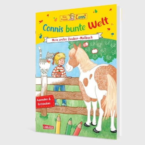 Buchcover und Innenansicht für das Buch: Conni Gelbe Reihe (Beschäftigungsbuch): Connis bunte Welt