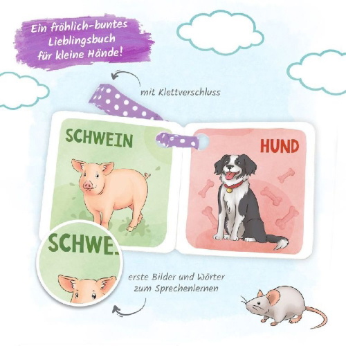 Buchcover und Innenansicht für das Buch: Trötsch Buggy-Buch Erste Tiere