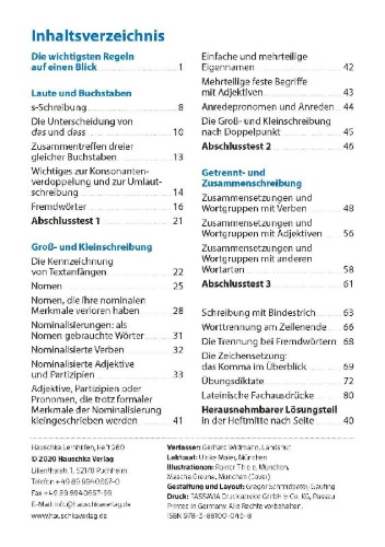 Buchcover und Innenansicht für das Buch: Rechtschreibtraining ab 5. Klasse und für Erwachsene