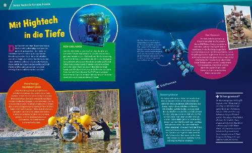 Buchcover und Innenansicht für das Buch: WAS IST WAS Band 145 Versunkene Schätze. Von Atlantis bis Titanic