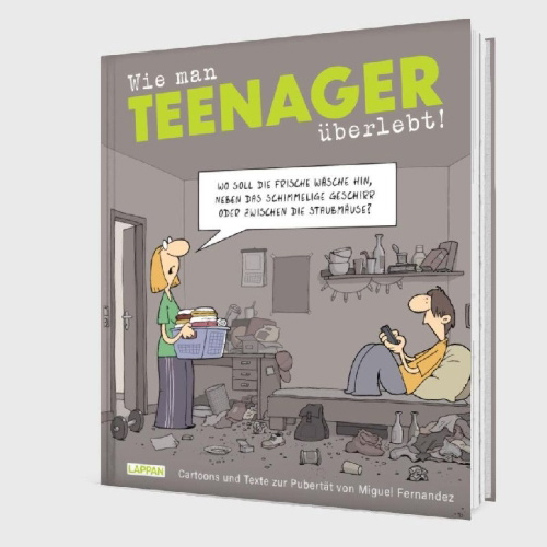 Buchcover und Innenansicht für das Buch: Wie man Teenager überlebt!