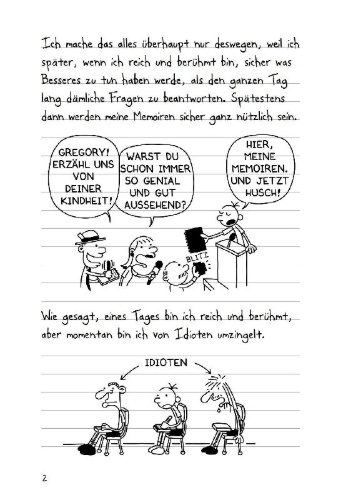 Buchcover und Innenansicht für das Buch: Diary of a Wimpy Kid