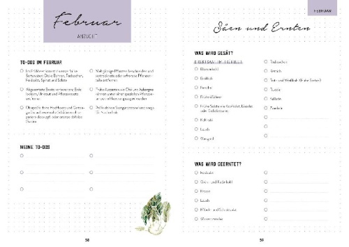 Buchcover und Innenansicht für das Buch: Hochbeet-Glück - Das illustrierte Gartenbuch