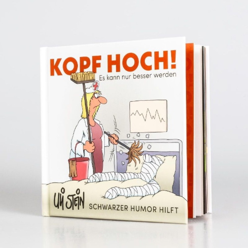 Buchcover und Innenansicht für das Buch: Uli Stein: Gute Wünsche!: Kopf hoch! Schwarzer Humor hilft
