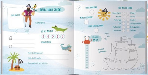 Buchcover und Innenansicht für das Buch: Kindergarten Freundebuch Pirat