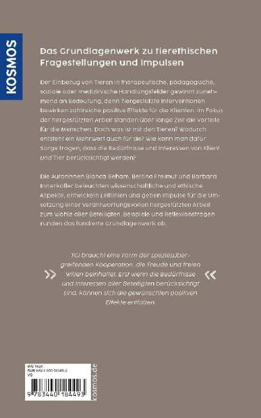 Buchcover und Innenansicht für das Buch: Ethik in der tiergestützten Intervention