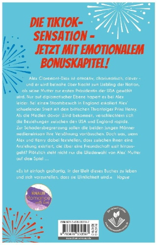 Buchcover und Innenansicht für das Buch: Red, White & Royal Blue