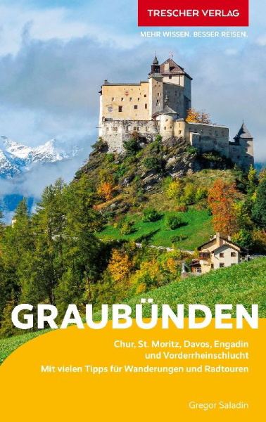 Buchcover und Innenansicht für das Buch: TRESCHER Reiseführer Graubünden