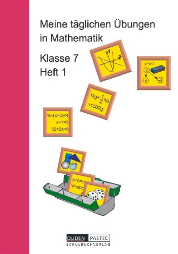 Buchcover und Innenansicht für das Buch: Meine täglichen Übungen in Mathematik Klasse 7 Heft 1