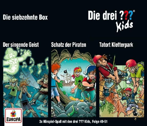 Buchcover und Innenansicht für das Buch: Die drei ??? Kids 3er Box - Folgen 49-51