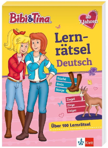Buchcover und Innenansicht für das Buch: Bibi & Tina: Mein Lernrätsel-Block Deutsch für die 2. Klasse